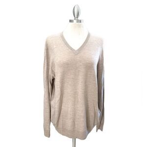 Joseph Abboud Oatmeal tan color knit 100 % extra fine merino wool brand new